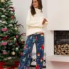 Wide Leg Christmas Print Elastic Waist Trousers Pants - Image 8