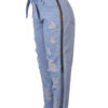 Zipper Natural Waist Distressed Split Casual Denim Trousers Pants - Image 3