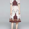 Animal Print Turndown Collar Long Dress
