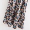 Bow Tie Three Quarter Sleeve Loose Soft Satin Print Dress - Image 3