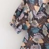 Bow Tie Three Quarter Sleeve Loose Soft Satin Print Dress - Image 4