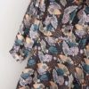 Bow Tie Three Quarter Sleeve Loose Soft Satin Print Dress - Image 5