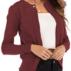 Casual Jewel Neck Long Sleeve Short Sweaters Cardigan - Image 2