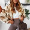 Casual Plaid Long sleeve lapel fur coat - Image 2