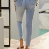Casual Solid Color Pants Tapered Fit Denim Trousers - Image 5