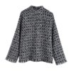 Casual Stand Neck Fashion Chic Plaid Tassels Sweatshirt - Image 3