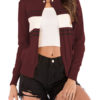 Casual Sweaters Jewel Neck Long Sleeve Short Cardigans - Image 2