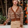 Causal stripe Office lady sweater