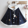 Christmas Deer Lolita Cape Coat Hooded Pom Poms Outerwear