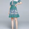 Collar Lace Up Printed Shirt Beach Dress - Image 2