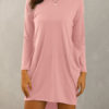 Cotton Blend Long Sleeves Jewel Neck Shift T-Shirt Dress - Image 4