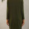 Cotton Blend Long Sleeves Jewel Neck Shift T-Shirt Dress - Image 6