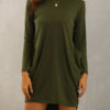Cotton Blend Long Sleeves Jewel Neck Shift T-Shirt Dress - Image 3