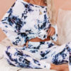 Cotton Long Sleeves Scoop Neck Tie Dye Casual Top With Pants - Image 2