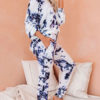 Cotton Long Sleeves Scoop Neck Tie Dye Casual Top With Pants - Image 3