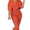 Cotton V-Neck Sexy Ruffled Crop Top With Skinny High Waist Pants - Image 6