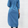 Denim Turndown Collar Long Sleeve High Low Casual Shirts - Image 4