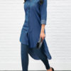 Denim Turndown Collar Long Sleeve High Low Casual Shirts - Image 2