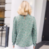 Ditsy Floral Frill Neck Pleated Front Flounce Sleeve Top - Image 2