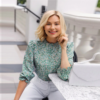 Ditsy Floral Frill Neck Pleated Front Flounce Sleeve Top - Image 3