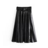 Elegant Tie Belt High Waist Long Pleated Skirts - Image 2