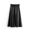 Elegant Tie Belt High Waist Long Pleated Skirts - Image 3