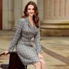 Elegant plaid double breasted belt dress - Image 3