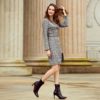 Elegant plaid double breasted belt dress - Image 4