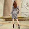 Elegant plaid double breasted belt dress - Image 6