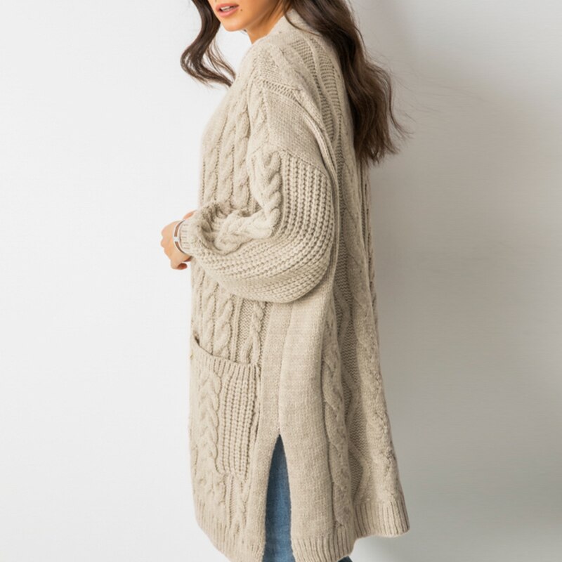 Elegant v-neck long sleeve knitted sweater - Image 2