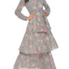 Embellished Collar Long Sleeves Stripes Tiered Long Maxi Dress - Image 2
