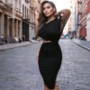 Fashion Club Sexy Hollow Out Draped Party Bodycon Dress - Image 4