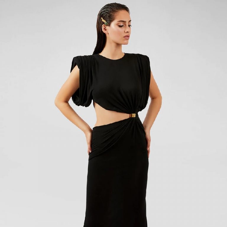 Fashion Club Sexy Hollow Out Draped Party Bodycon Dress - Image 6