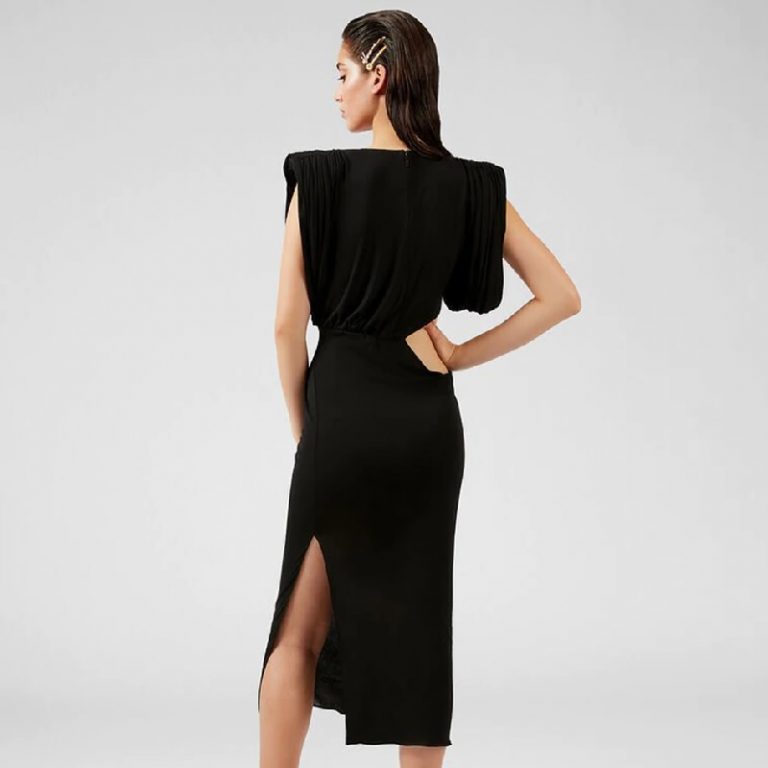 Fashion Club Sexy Hollow Out Draped Party Bodycon Dress - Image 7
