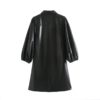 Fashion Lantern Sleeve Turn Down Collar A-line Mini Dress - Image 5