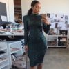 Fashion O Neck Sexy Long Sleeve Sequins Celebrity Club Dress - Image 2