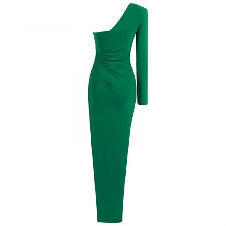 Fashion One Shoulder Draped Sexy Long Sleeve Celebrity Party Dress - Image 6