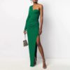 Fashion One Shoulder Draped Sexy Long Sleeve Celebrity Party Dress - Image 4