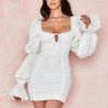 Fashion Runway Sexy Long Sleeve Slash Neck Mini Party Dress - Image 2