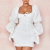 Fashion Runway Sexy Long Sleeve Slash Neck Mini Party Dress - Image 3