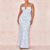 Fashion Sexy Spaghetti Strap Folral Runway Party Dress - Image 5