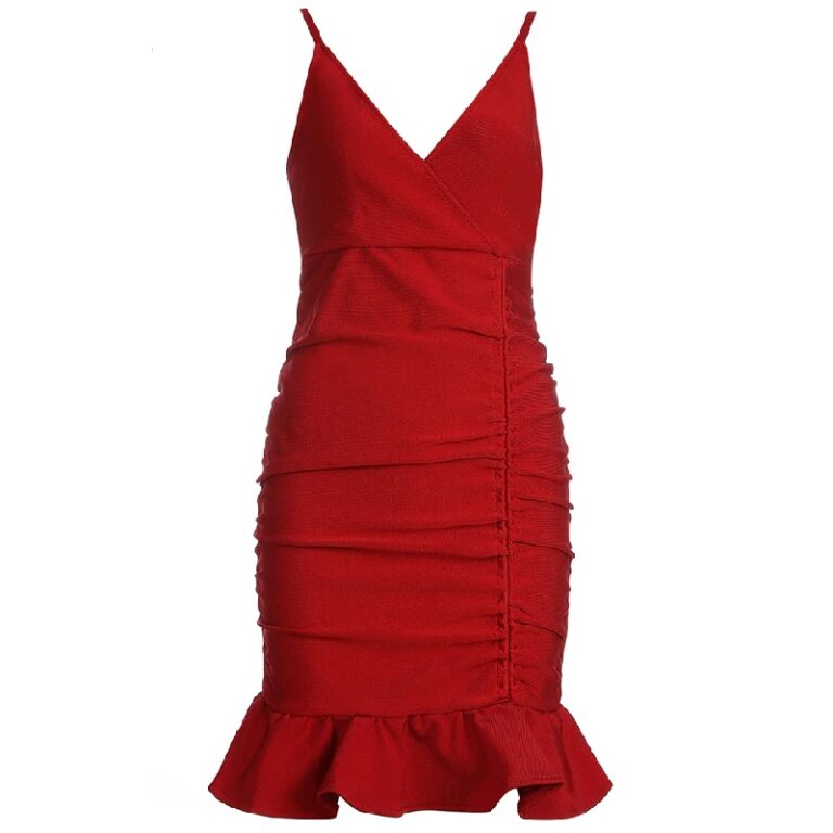 Fashion Spaghetti Strap Ruffles Evening Party Bandage Dress - Image 2