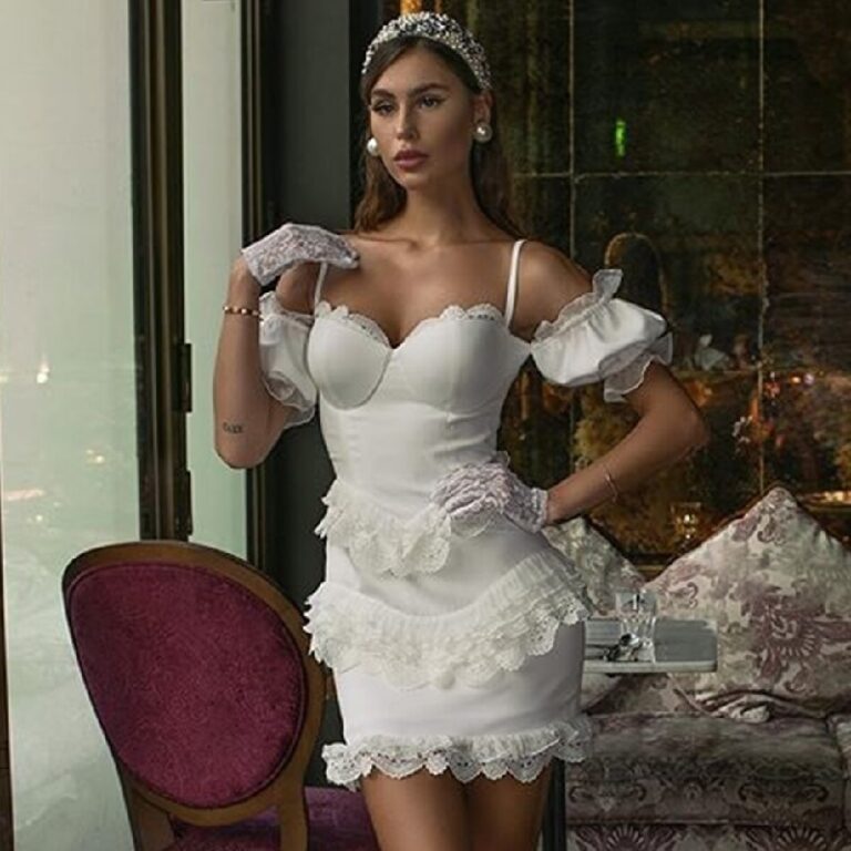 Fashion Spaghetti Strap Sexy Lace Ruffles Mini Club Dress - Image 4