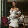 Fashion Spaghetti Strap Sexy Lace Ruffles Mini Club Dress - Image 5