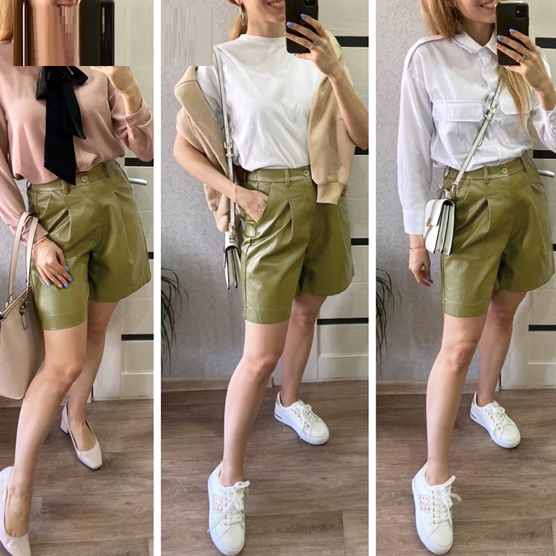 Fashionable loose leather shorts - Image 2