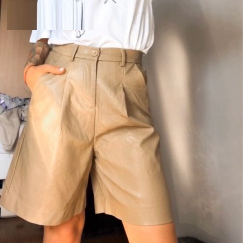 Fashionable loose leather shorts - Image 6