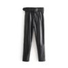 Faux Leather High Waist Pants With Belt - Image 3