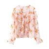 Floral Print Ruffles Chiffon Blouse - Image 3