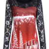 Halloween Tees Printed Lace Jewel Neck Polyester Shirt - Image 2