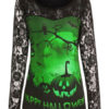 Halloween Tees Printed Lace Jewel Neck Polyester Shirt - Image 4